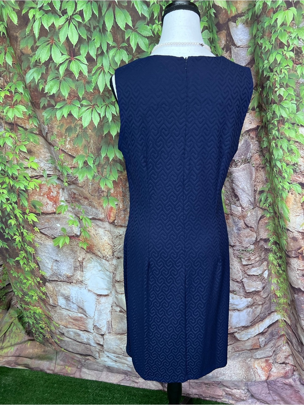 J. MCLAUGHLIN Textured Stretch Preppy Blue Coastal Sheath Dress, M - Picture 7 of 11